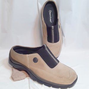BARE TRAPS Sprint Slip-On Mules Tan and Black Size 7 EUC
